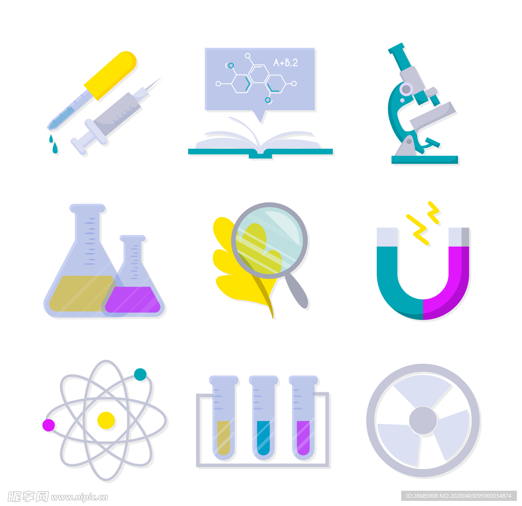 矢量卡通科学实验