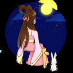 中秋节嫦娥玉兔遥望家乡插画
