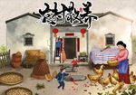 农村散养鸡背景墙PSD模板下载