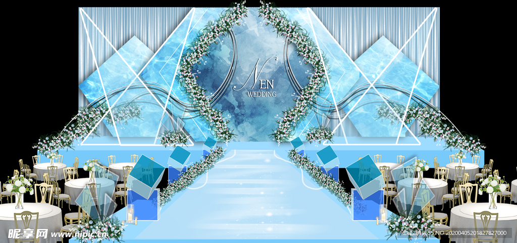 蓝色系婚礼设计背景