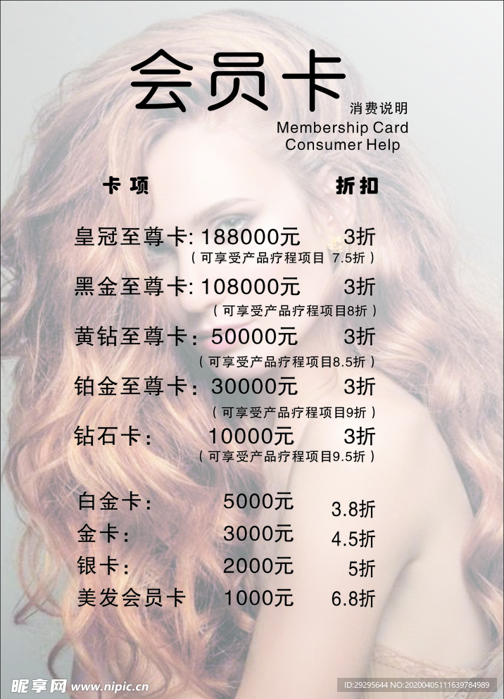 理发价目表