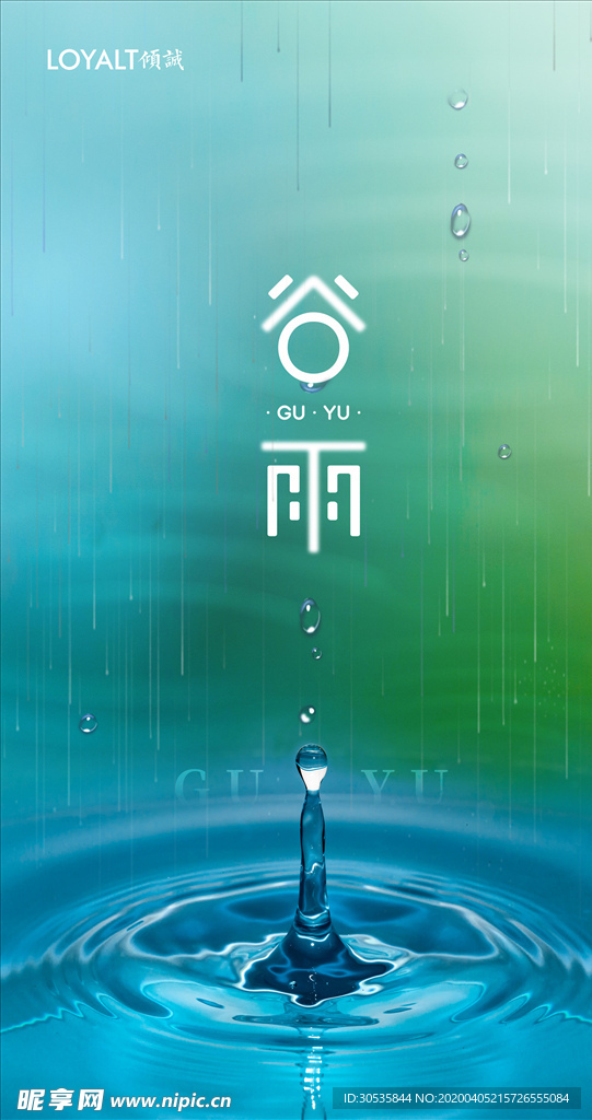 简约谷雨节气海报