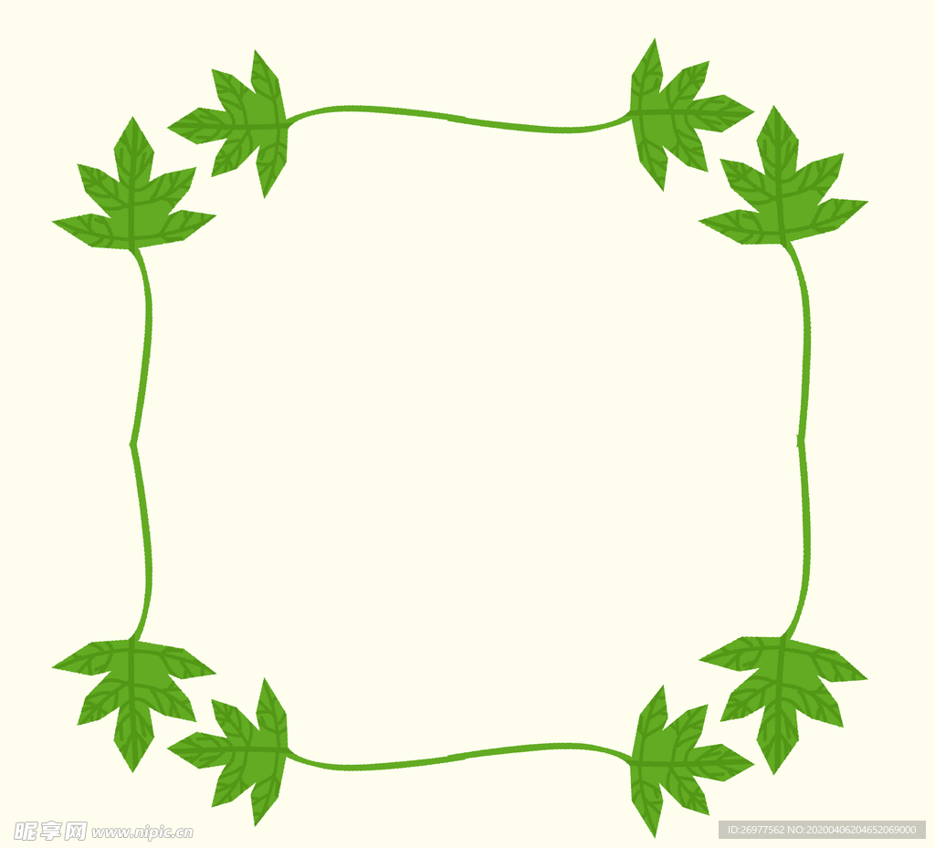 端午节艾草绿色叶子植物装饰边框