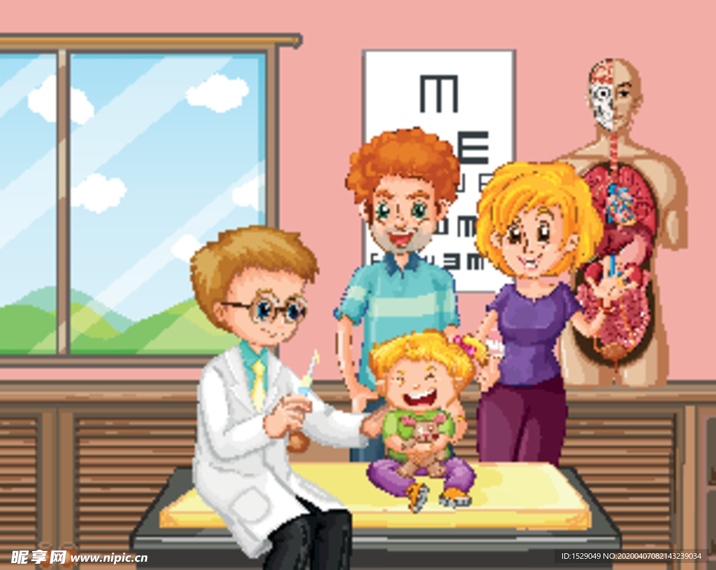 卡通儿童看病