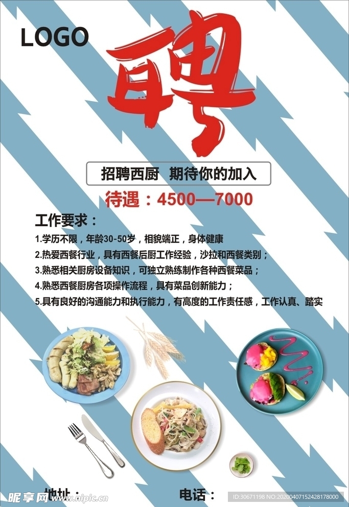 轻食西餐招聘海报