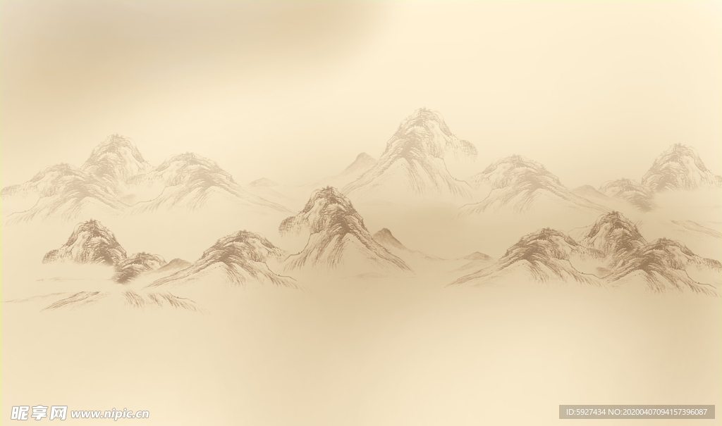 水墨山