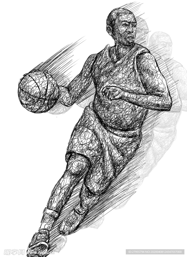 手绘篮球人物