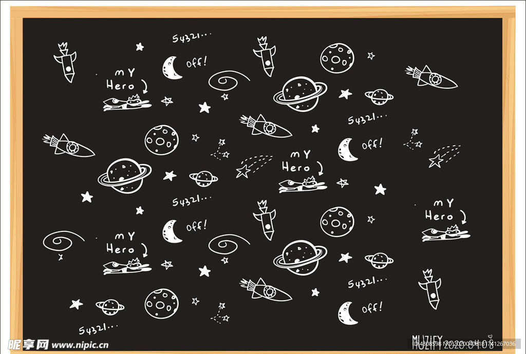 星空涂鸦风粉笔画