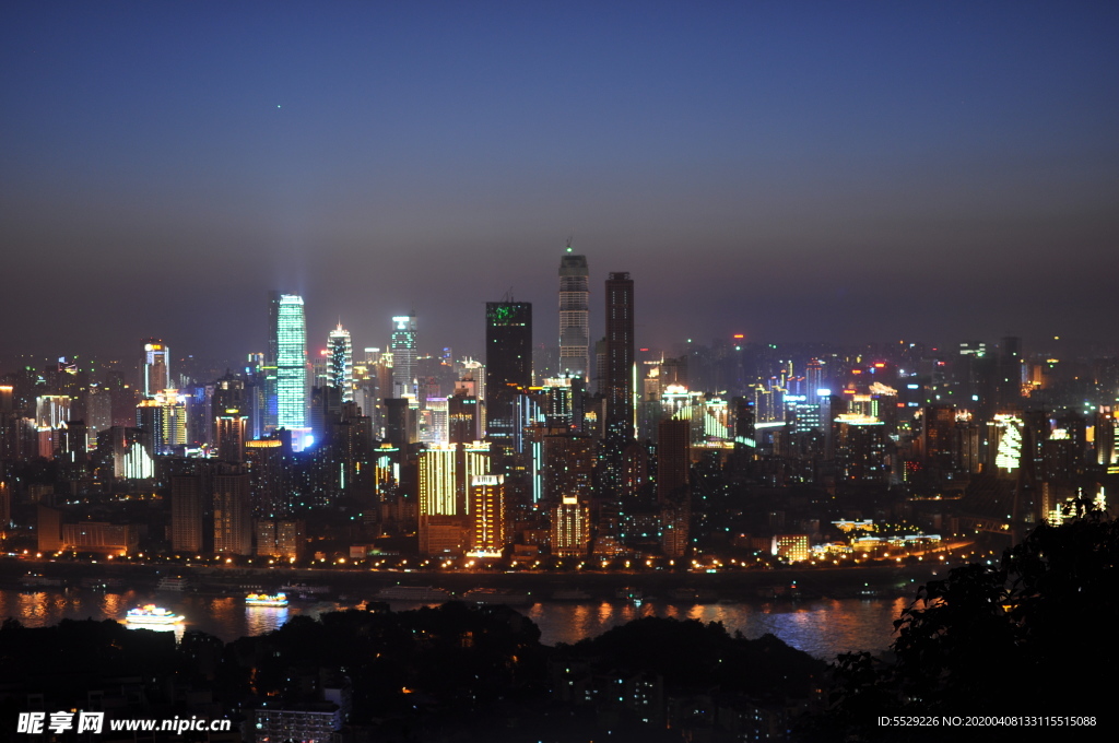 重庆夜景俯瞰城市