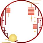 中国风中秋节灯笼圆月元素装饰边