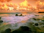 大气夕阳海边风景