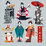 日本艺妓人物插画