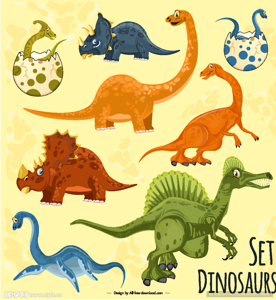 8款彩色 恐龙设计