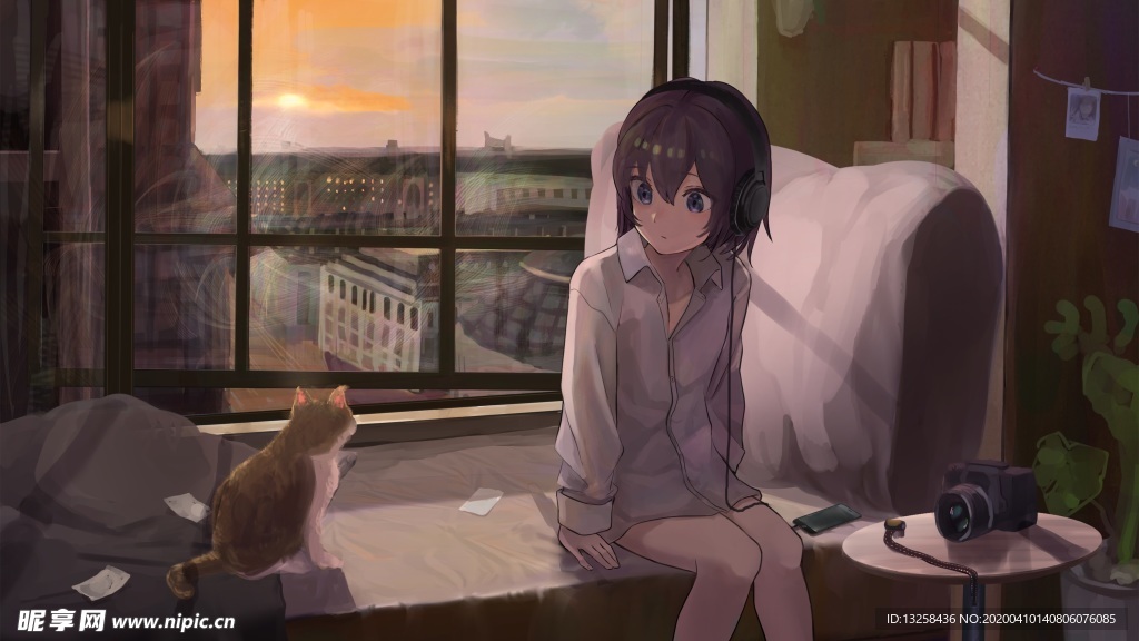 彩色动漫人物插画背景