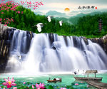 山水瀑布 流水生财