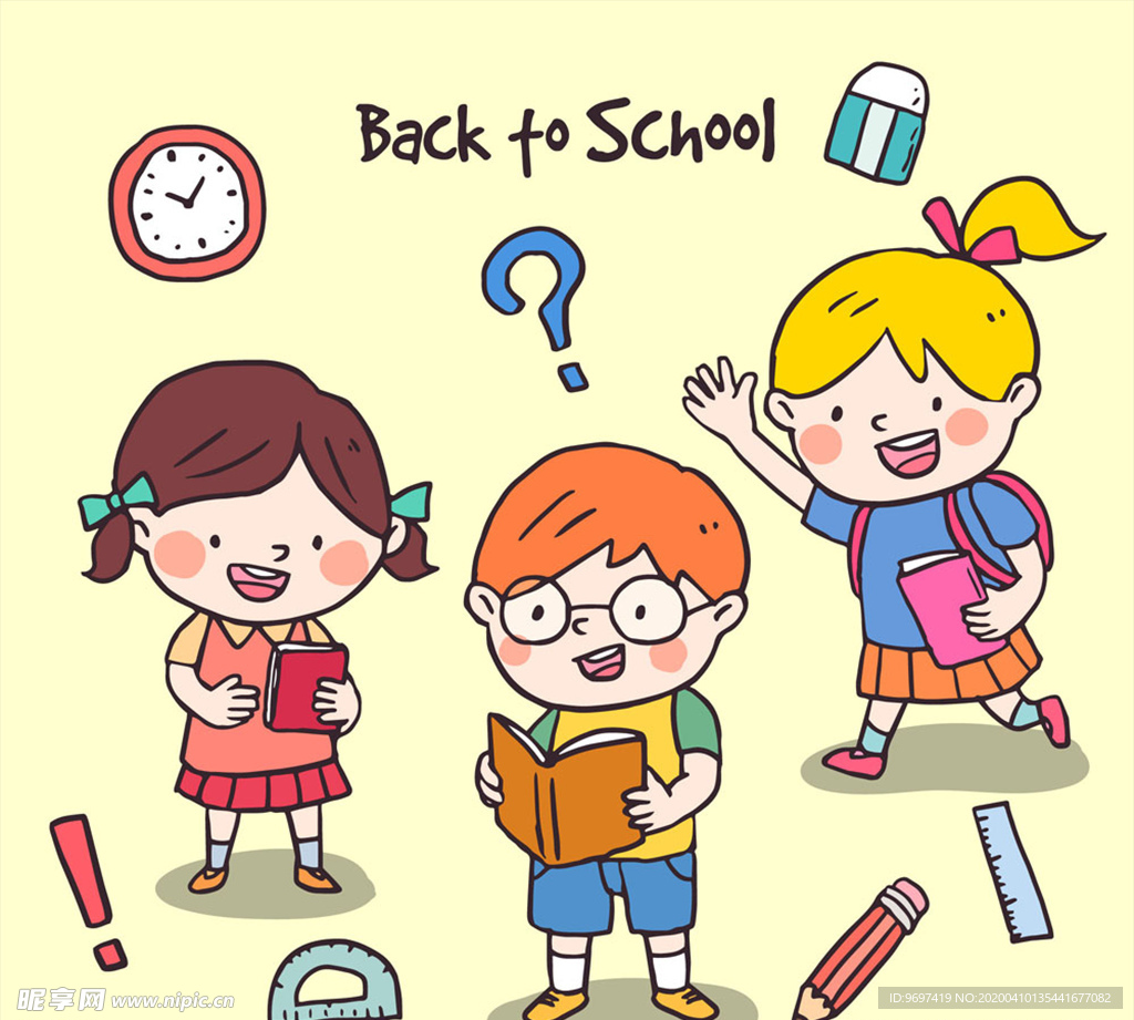 矢量小孩学生