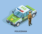 警车警察立体平面图