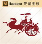 人物剪纸 人物手绘  线描画