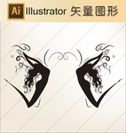 人物剪纸 人物手绘  线描画