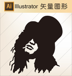 人物剪纸 人物手绘  线描画