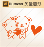 爱情 剪纸 手绘 卡通画 线稿