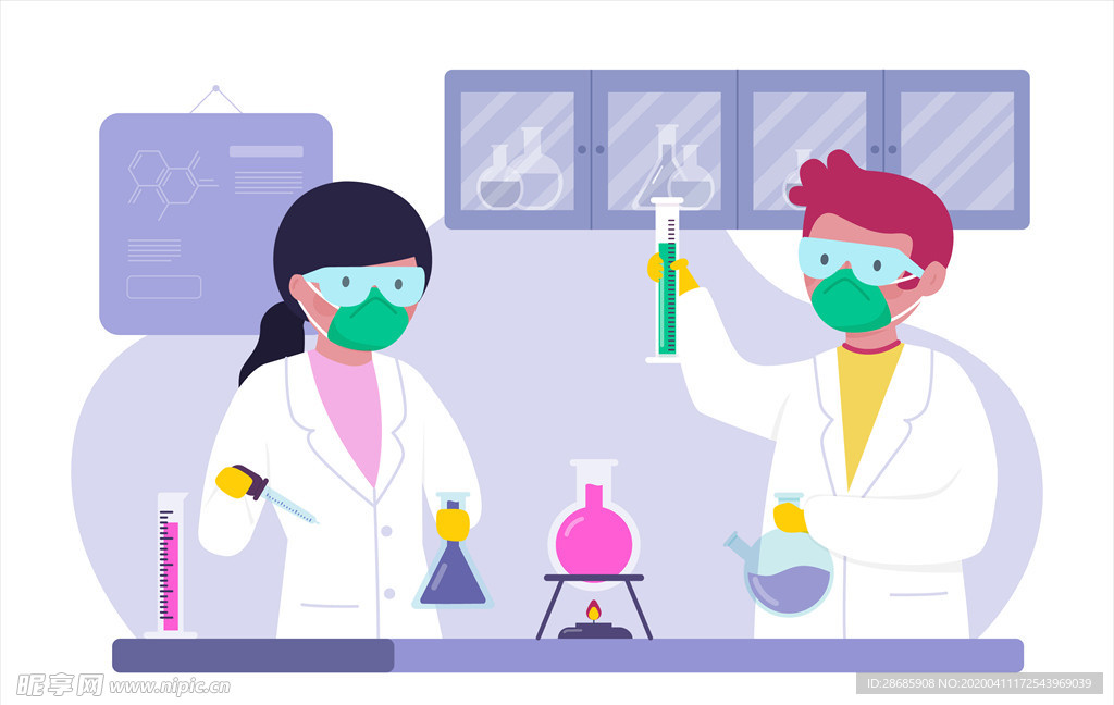 矢量卡通科学实验人物