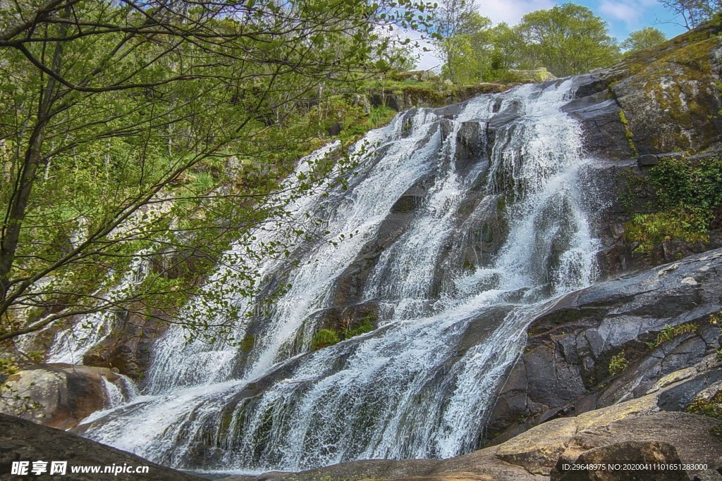 瀑布山水 瀑布风景 山水风景