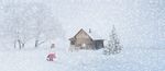 矢量卡通动漫 冬季房屋 雪景插