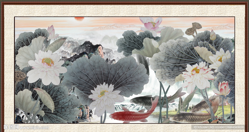 荷花水墨画