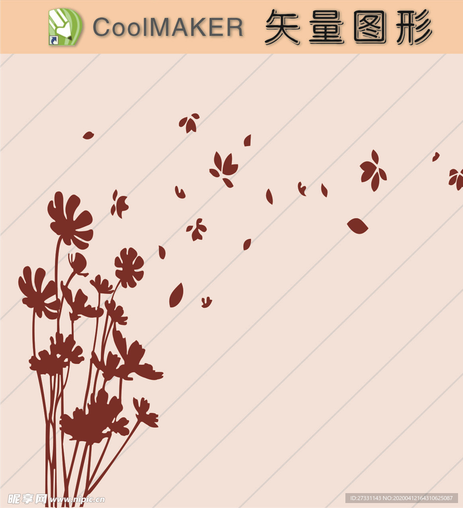 花草剪纸 花草壁纸 简洁手绘