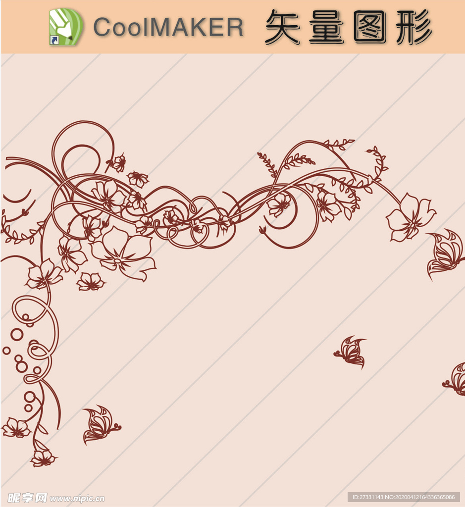 花草剪纸 花草壁纸 简洁手绘