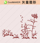 花草剪纸 花草壁纸 简洁手绘