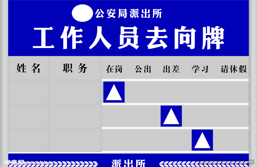 人员去向牌