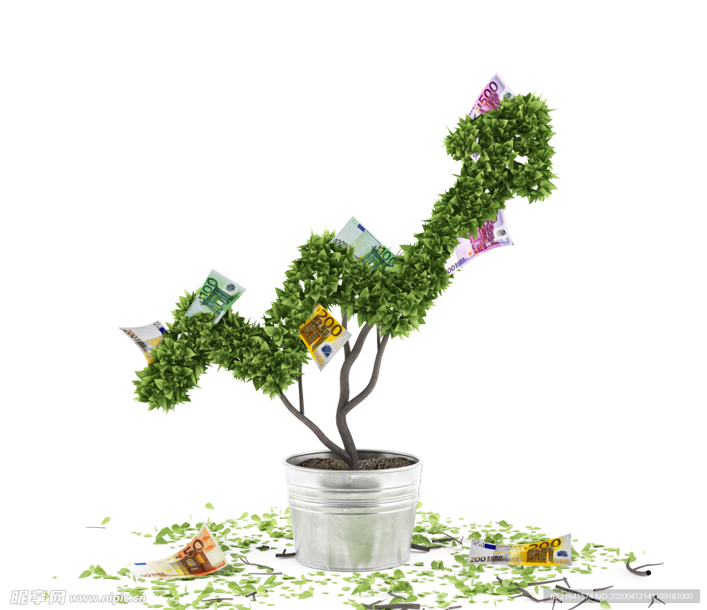 盆栽植物金融主题创意设计