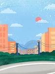 卡通城市公路背景