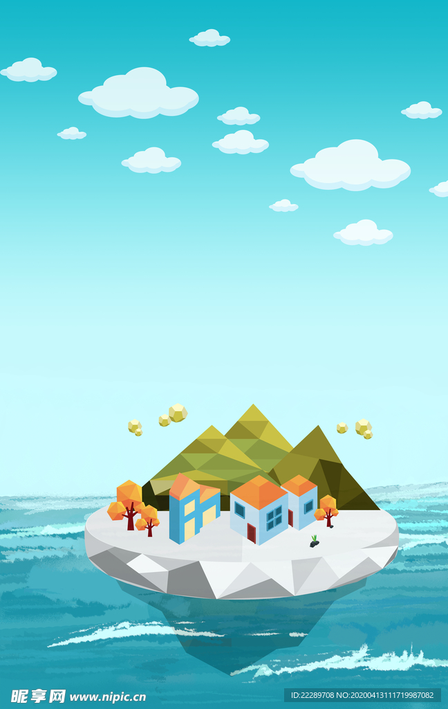卡通海洋岛屿背景