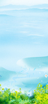 卡通海洋沙滩草地天空池塘背景