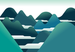 高峰云雾风景插画