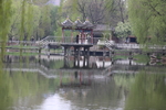 春天  公园  亭子  湖