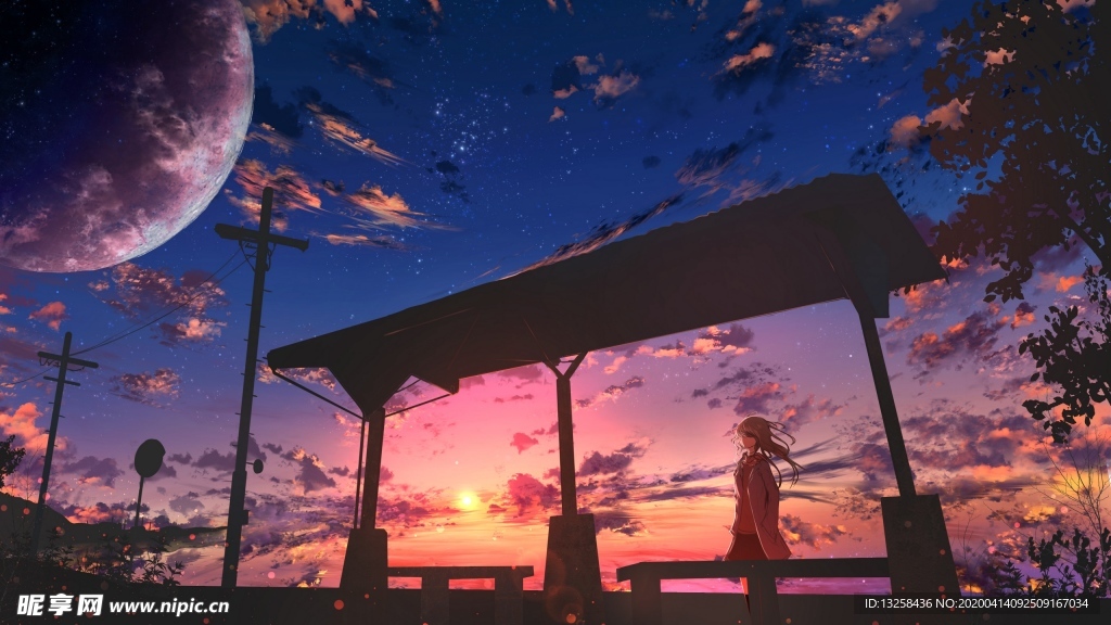 彩色动漫人物插画背景