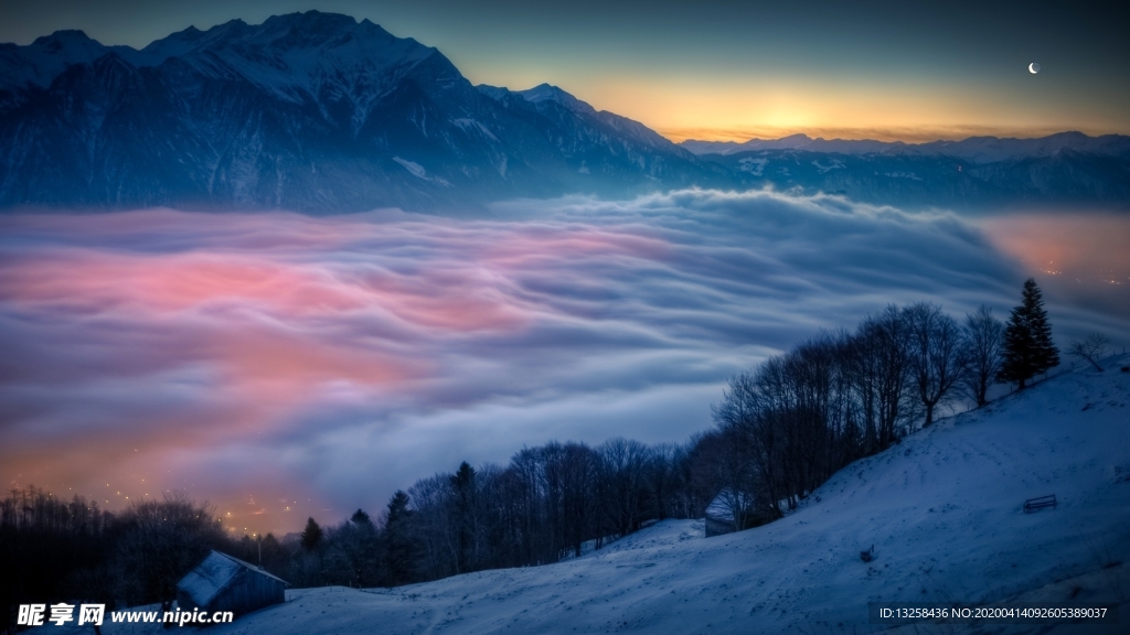 群山云海森林天空风景