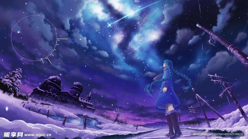 彩色动漫人物插画背景