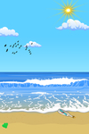 卡通海洋沙滩天空海岛背景