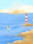 卡通海洋沙滩天空海岛背景