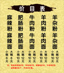 价目表