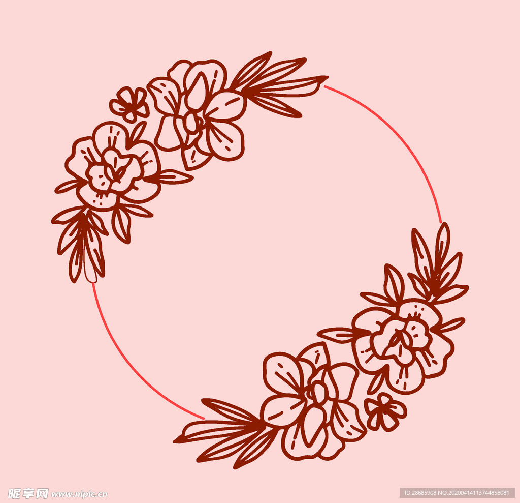 线条矢量手绘花