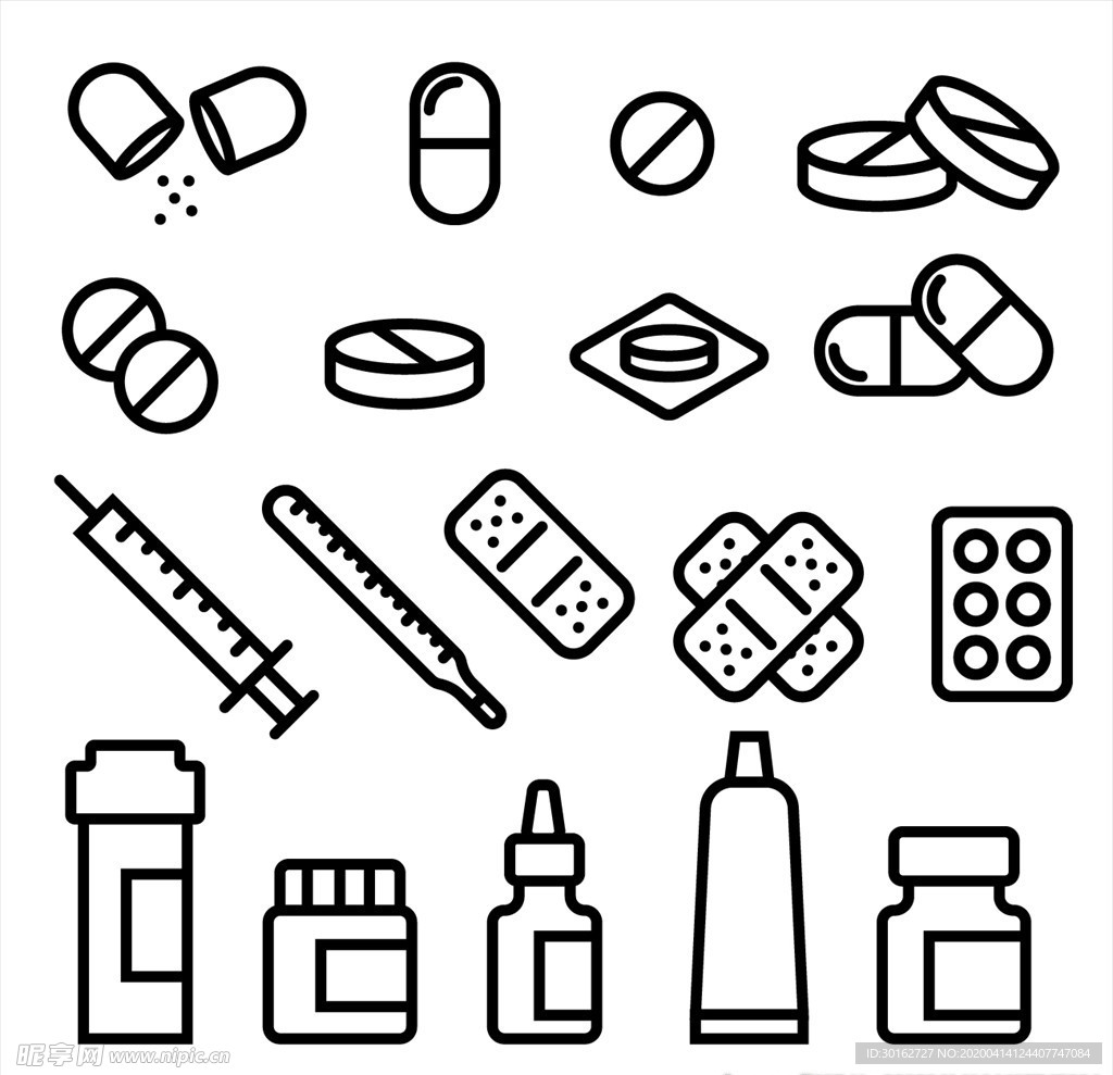 简约医疗药物图标icon