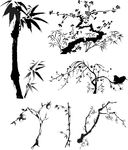 矢量竹子梅花