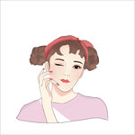 手绘半身女孩