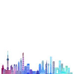 彩色渐变城市剪影
